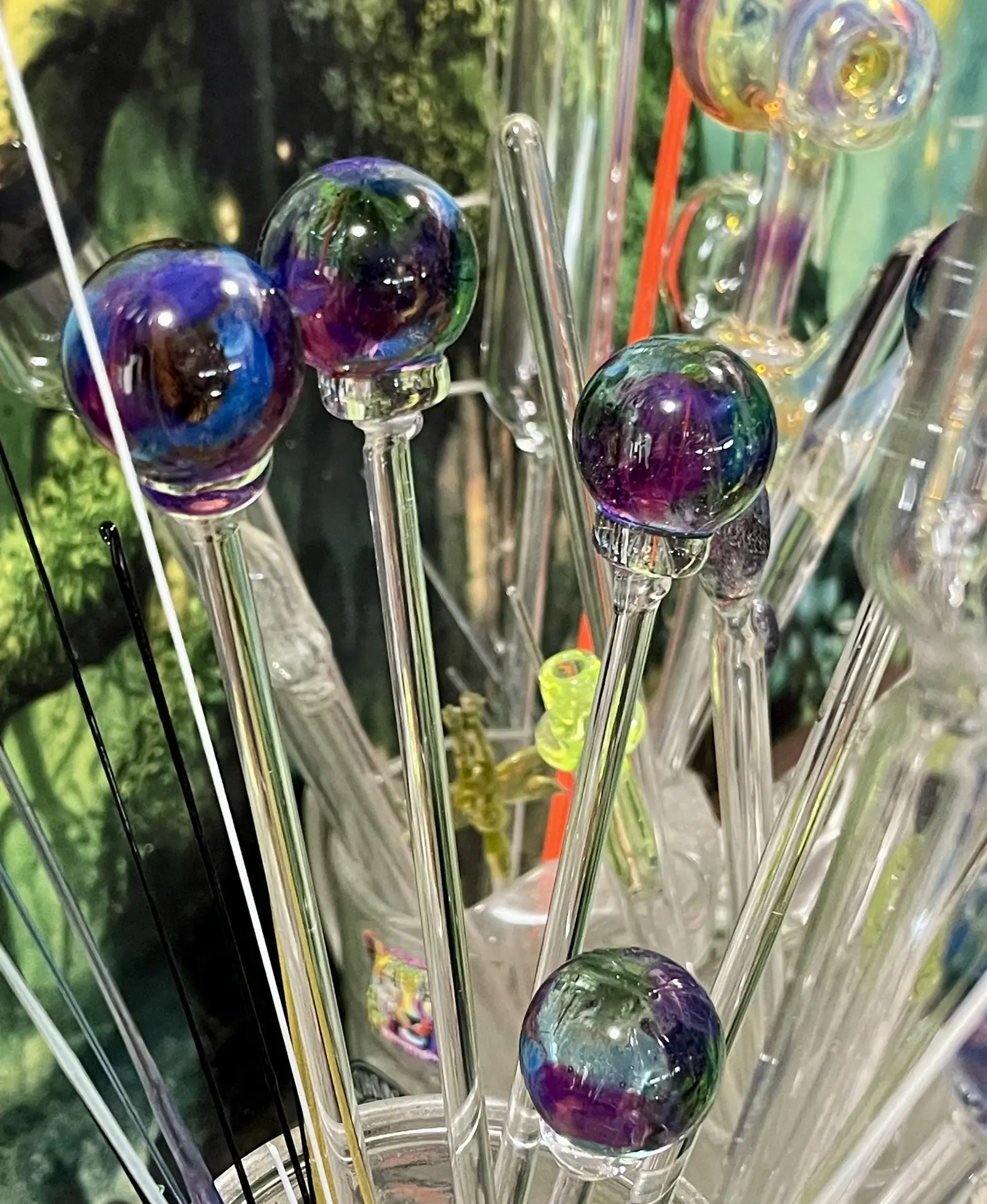 Colorful handmade borosilicate glass sculptures by RosiePop Glass